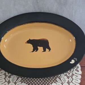 Brushwerks Design Rustic Black and Tan Bear Serveware Platter